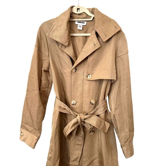 SAINTART Belted Trench Coat in Tan Sz Medium - Picture 2 of 5